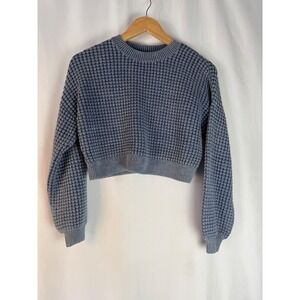 Hollister California Cropped Waffle Knit Sweater Top - XXS Blue